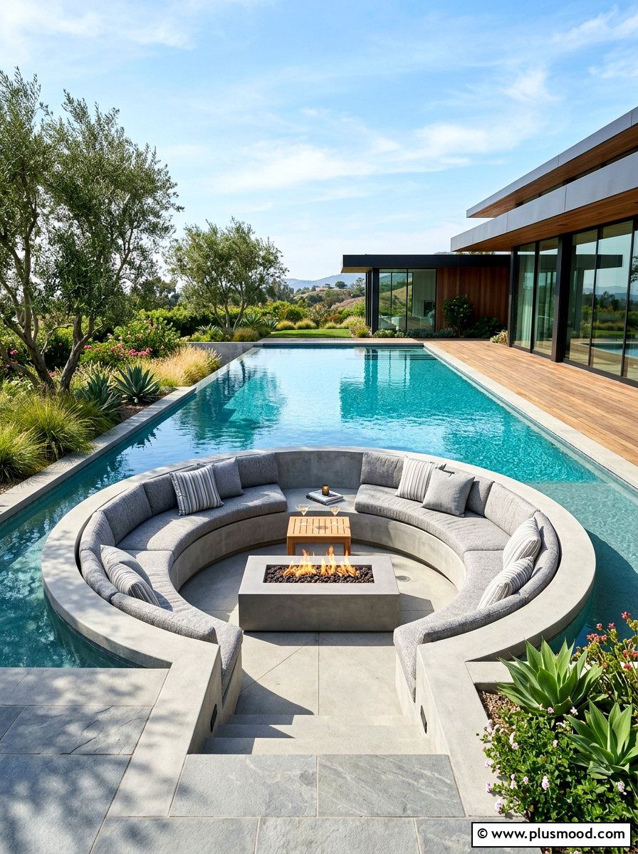 Sunken Pool Lounge - 25 summer pool lounge area ideas