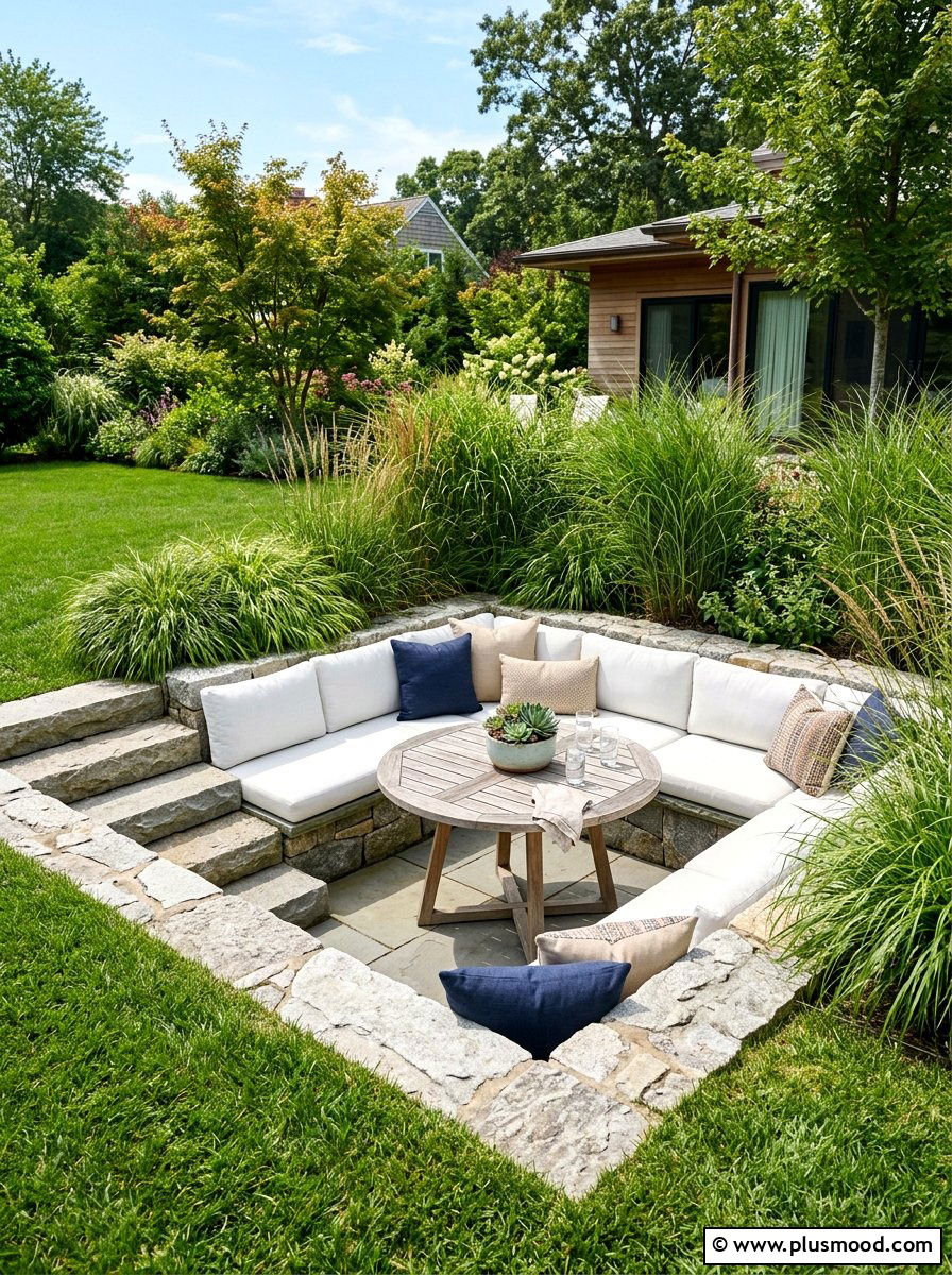 Sunken Seating Area - 25 summer backyard cooling ideas