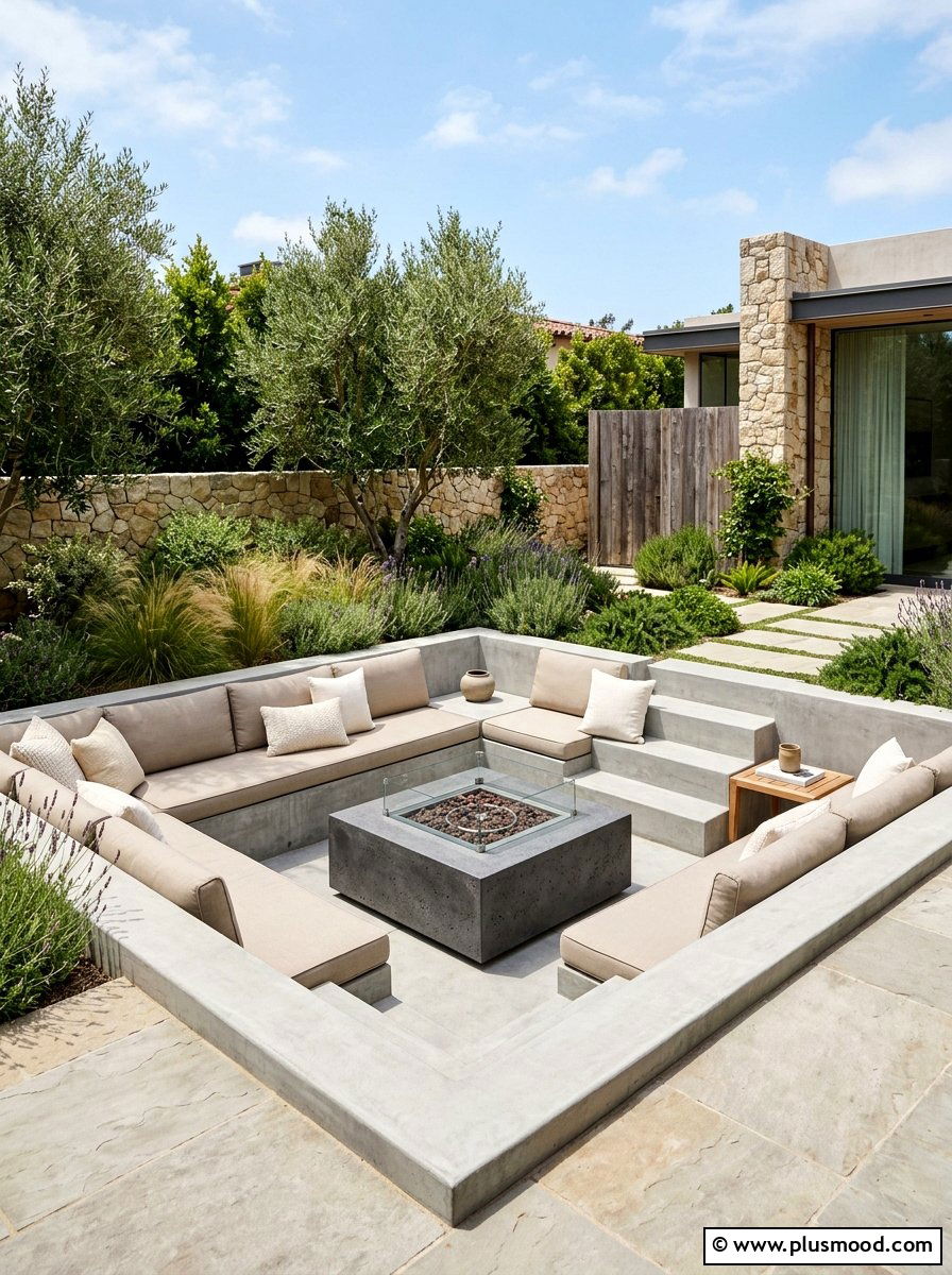 Sunken seating area - 25 small backyard ideas for minimalist style