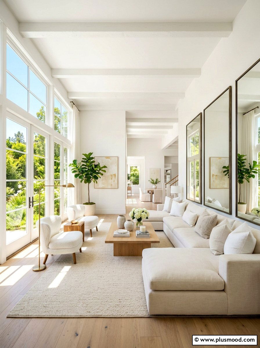 Sunlit White Living Room - 25 summer decor ideas for white living room