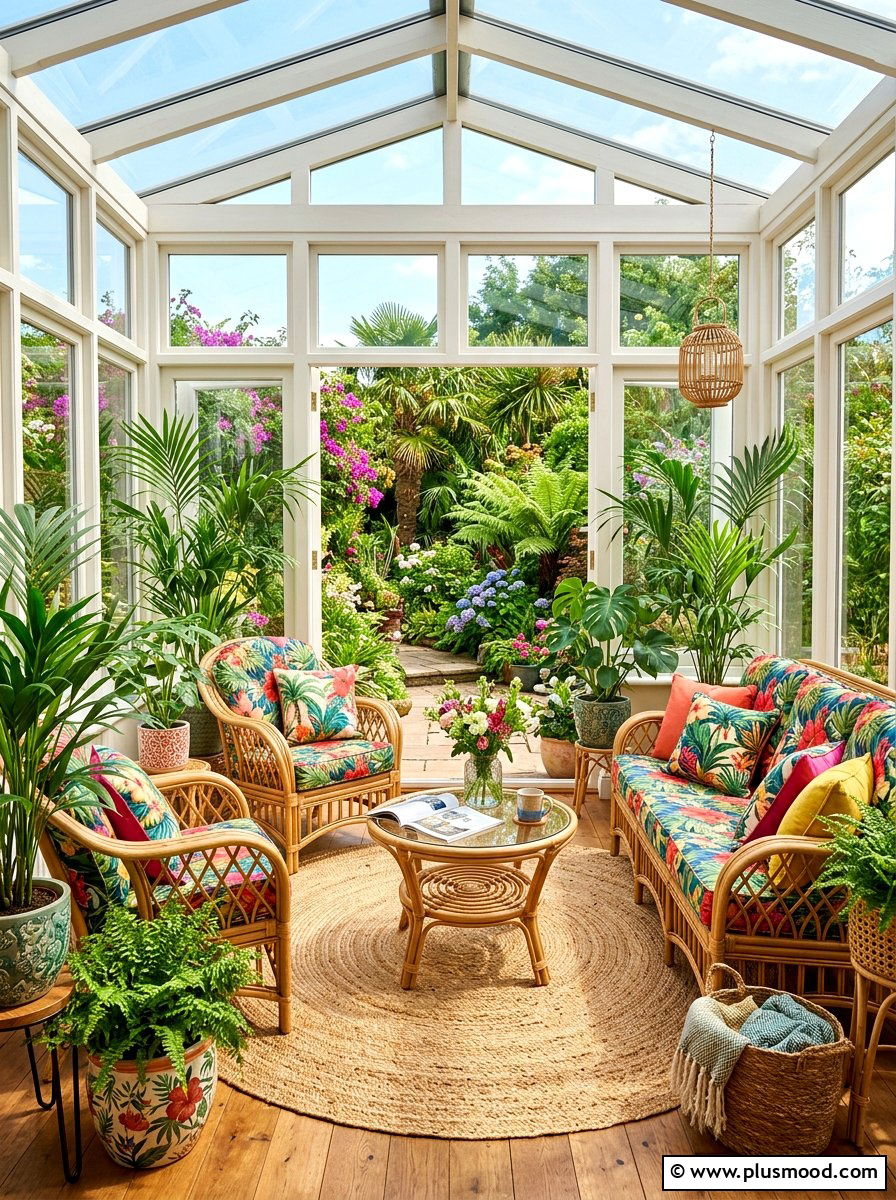 Sunroom floral cushions - 25 summer decor ideas with florals
