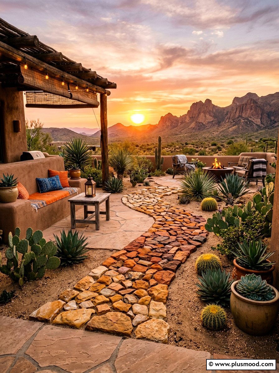 Sunset Color Stones - 25 painted rock ideas for succulent garden