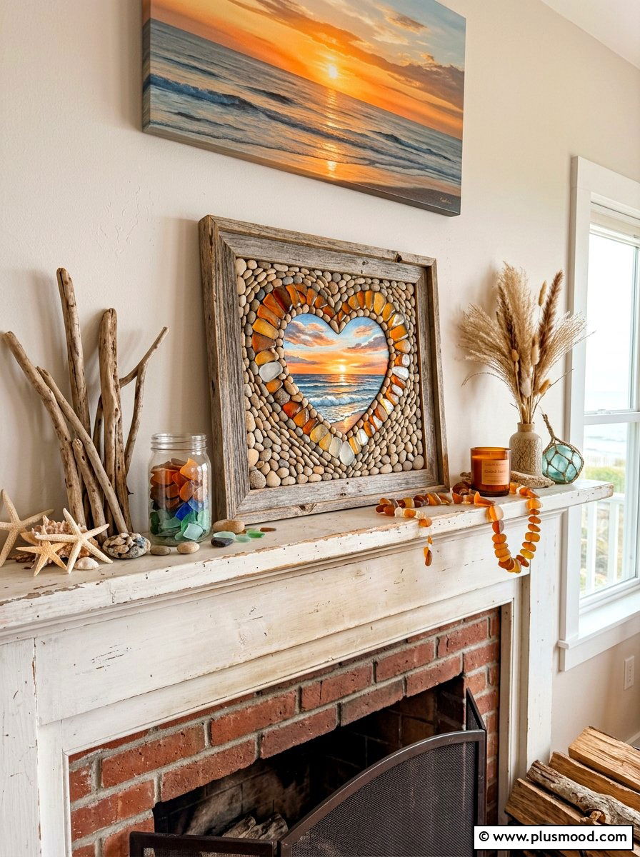 Sunset Heart Stone Art - 25 painted rock ideas with hearts