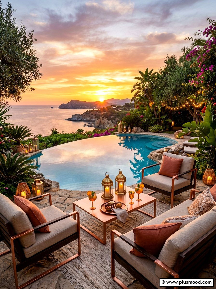Sunset Lounge Setup - 25 summer pool party setup ideas