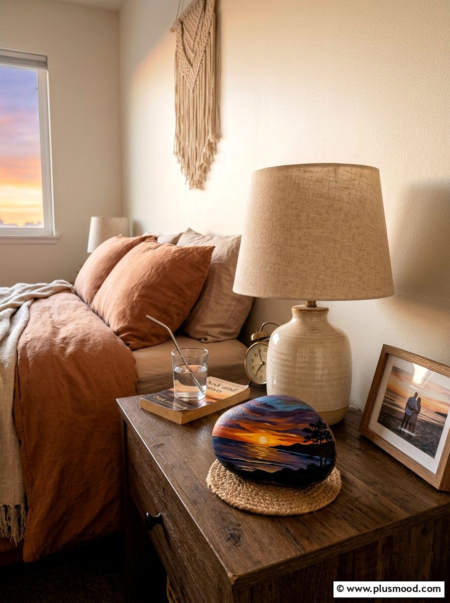 Sunset Rock Painting - 25 painted rock ideas for therapy and anxiety