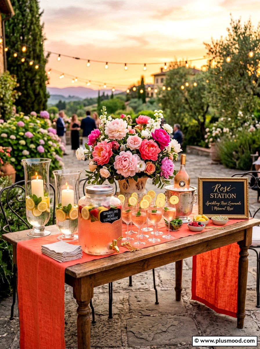 Sunset Rose Station - 25 summer lemonade bar ideas