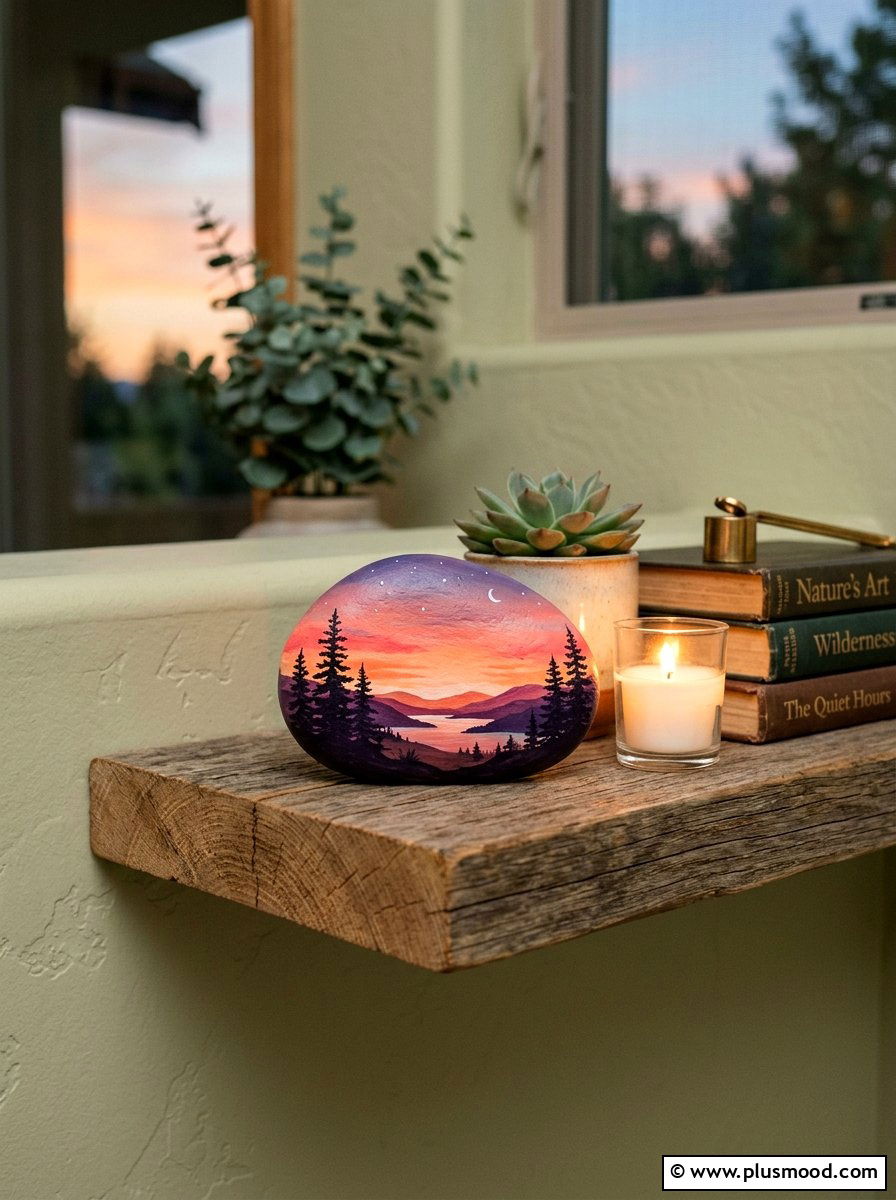 Sunset Sky Painted Rock - 25 painted rock ideas with nature prints