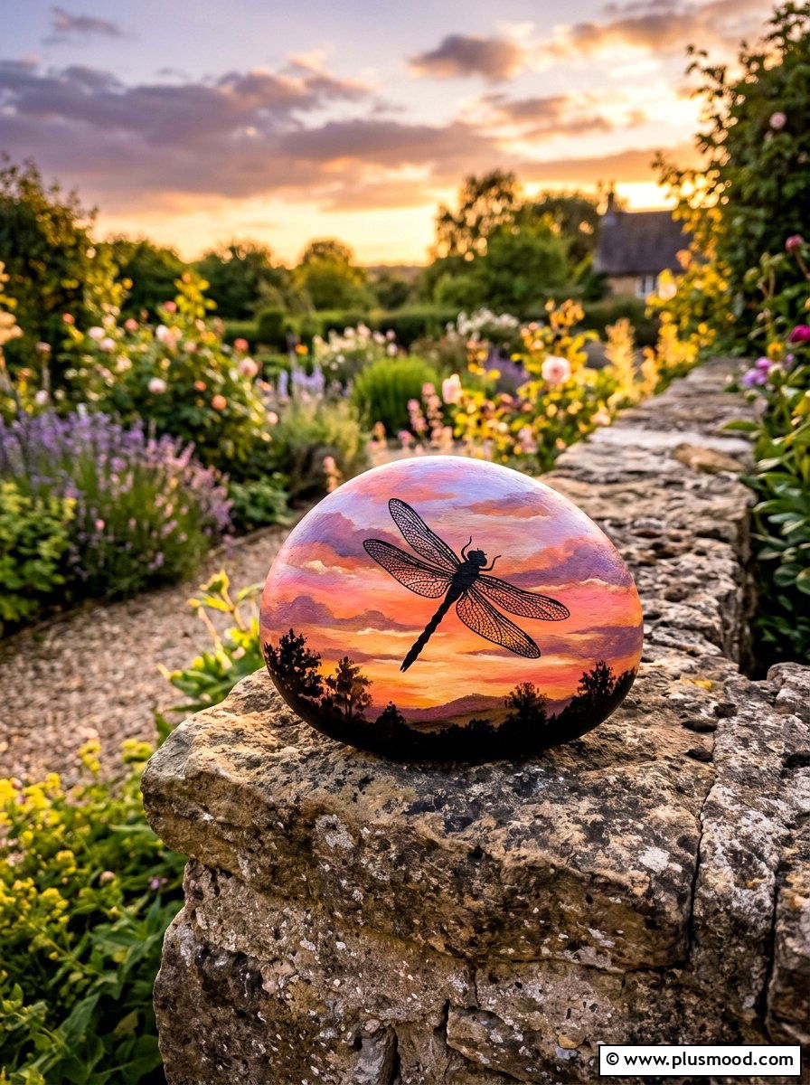 Sunset background dragonfly painting - 25 painted rock ideas with dragonflies