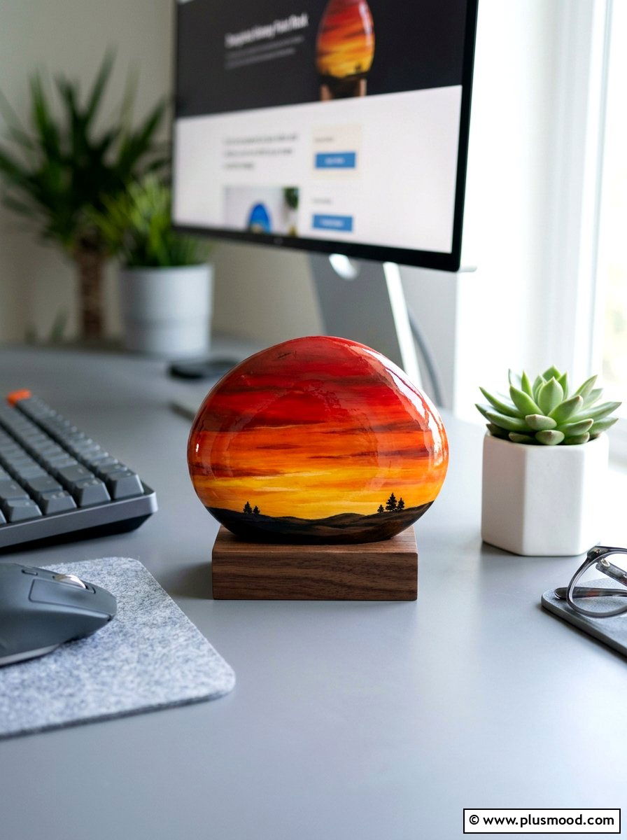 Sunset painted rock - 25 painted rock ideas for beginners