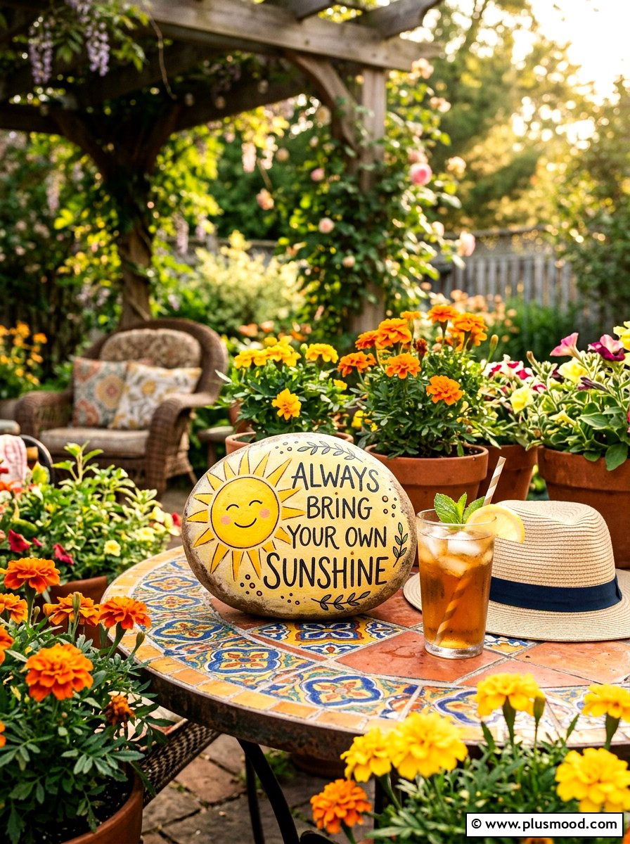 Sunshine Quote Rock - 25 painted rock ideas with quotes