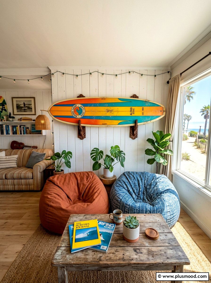 Surfboard Wall Mount Display - 25 summer wall decor ideas