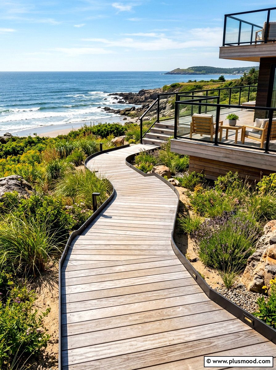 Sustainable Cedar Plank Walkway - 25 summer garden pathway ideas