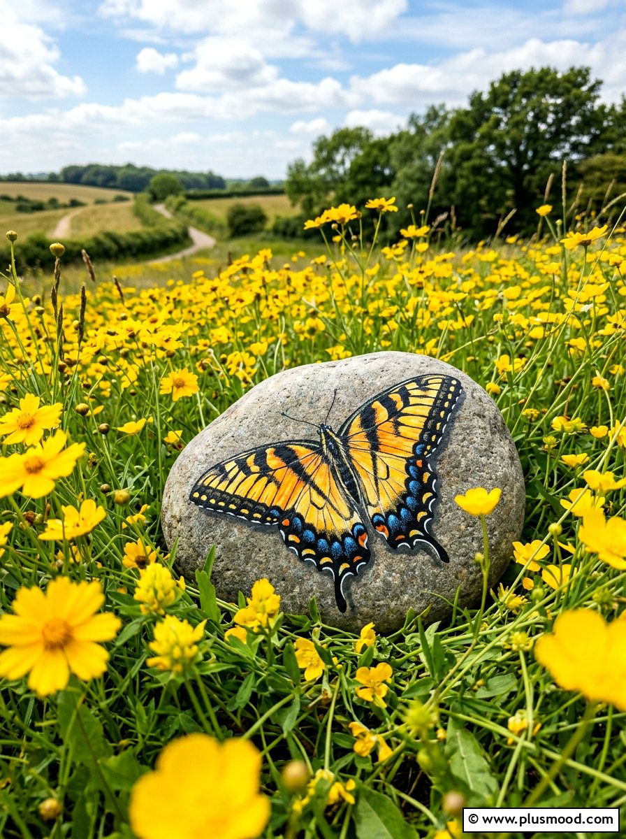 Swallowtail Butterfly Rock Painting - 25 painted rock ideas with butterflies