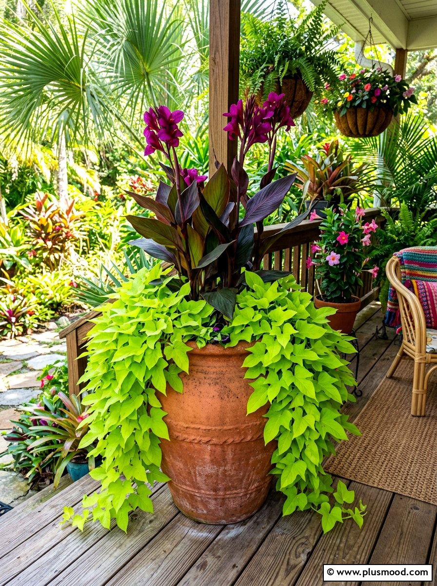 Sweet Potato Vine Container - 25 summer porch planter ideas