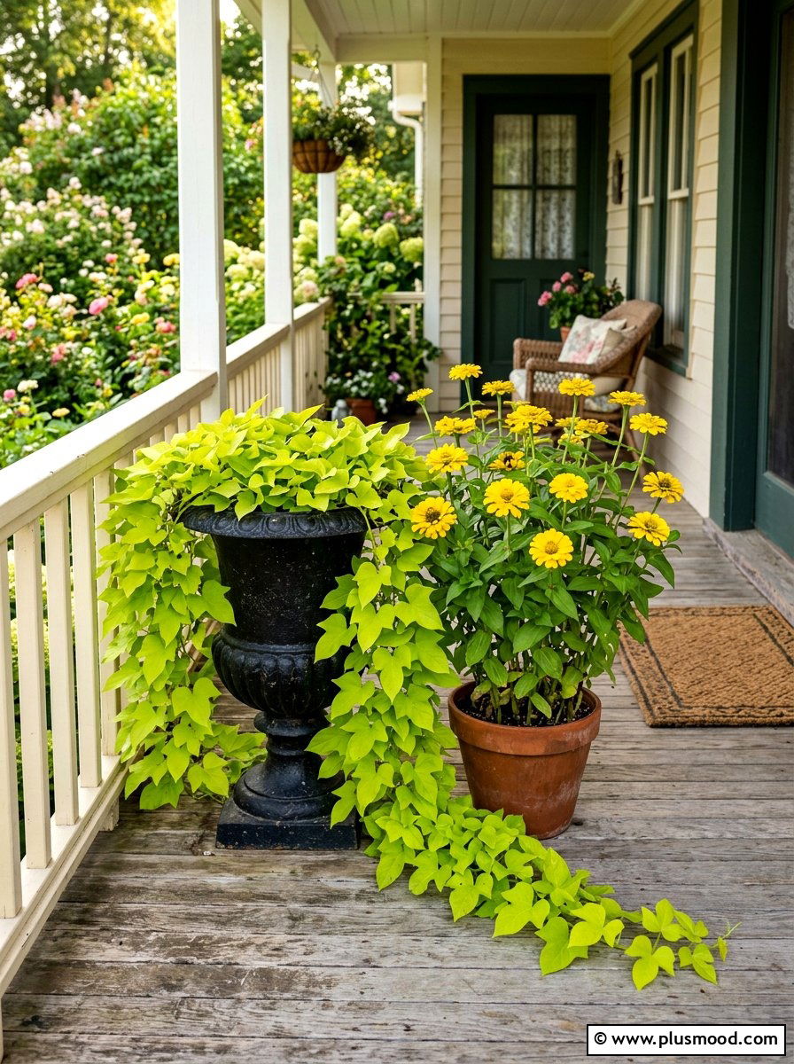 Sweet Potato Vine Trailing Pot - 25 summer porch urn ideas