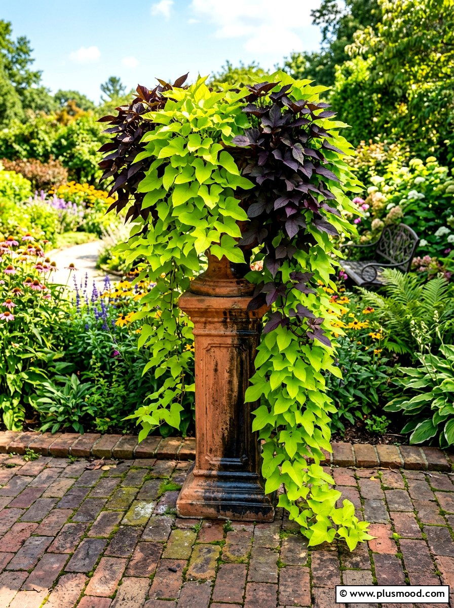 Sweet potato vine pot - 25 summer garden pot arrangement ideas