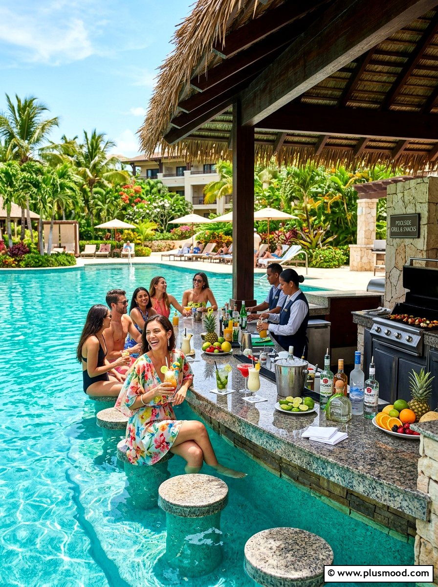 Swim Up Bar - 25 summer resort style backyard ideas