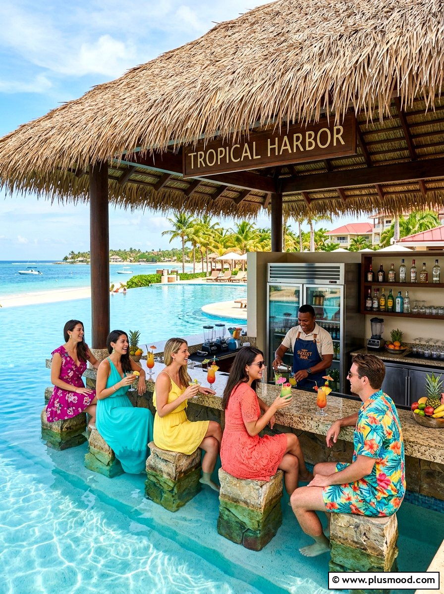 Swim Up Bar - 25 summer pool lounge area ideas