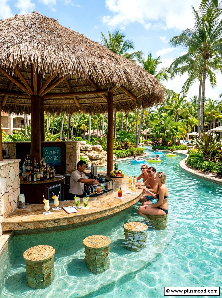 Swim Up Bars - 25 pool landscaping ideas for lazy river pools