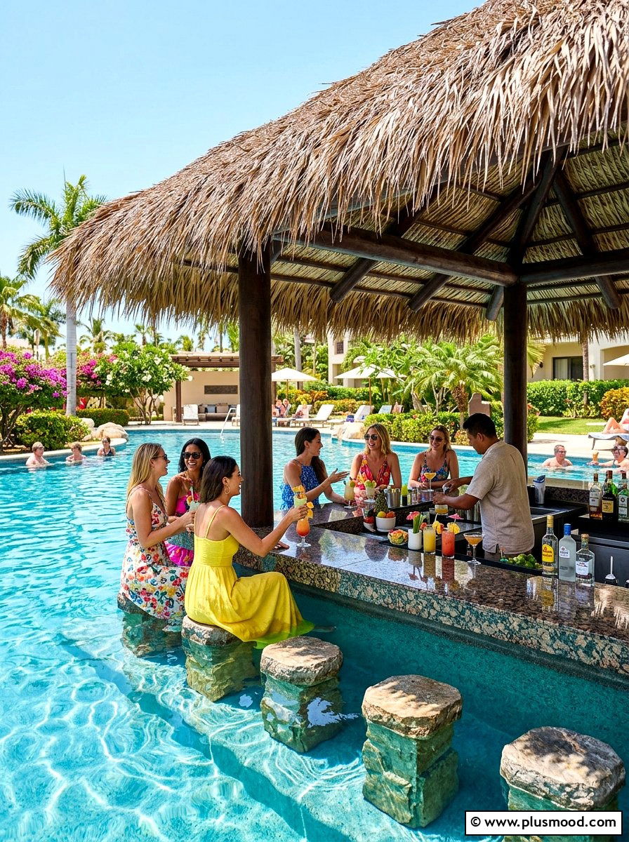 Swim Up Pool Bar - 25 summer tropical pool ideas