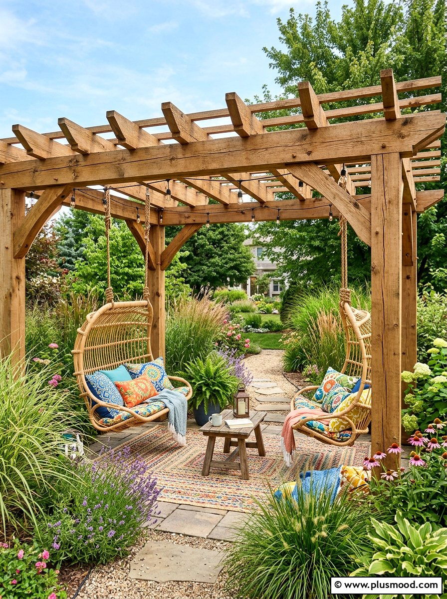 Swing Chair Pergola - 25 summer patio pergola ideas