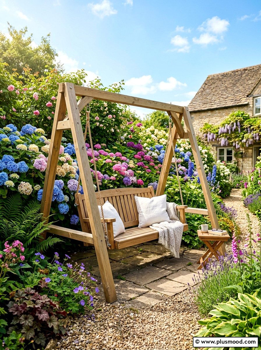 Swing bench garden seating - 25 summer backyard seating ideas for guests