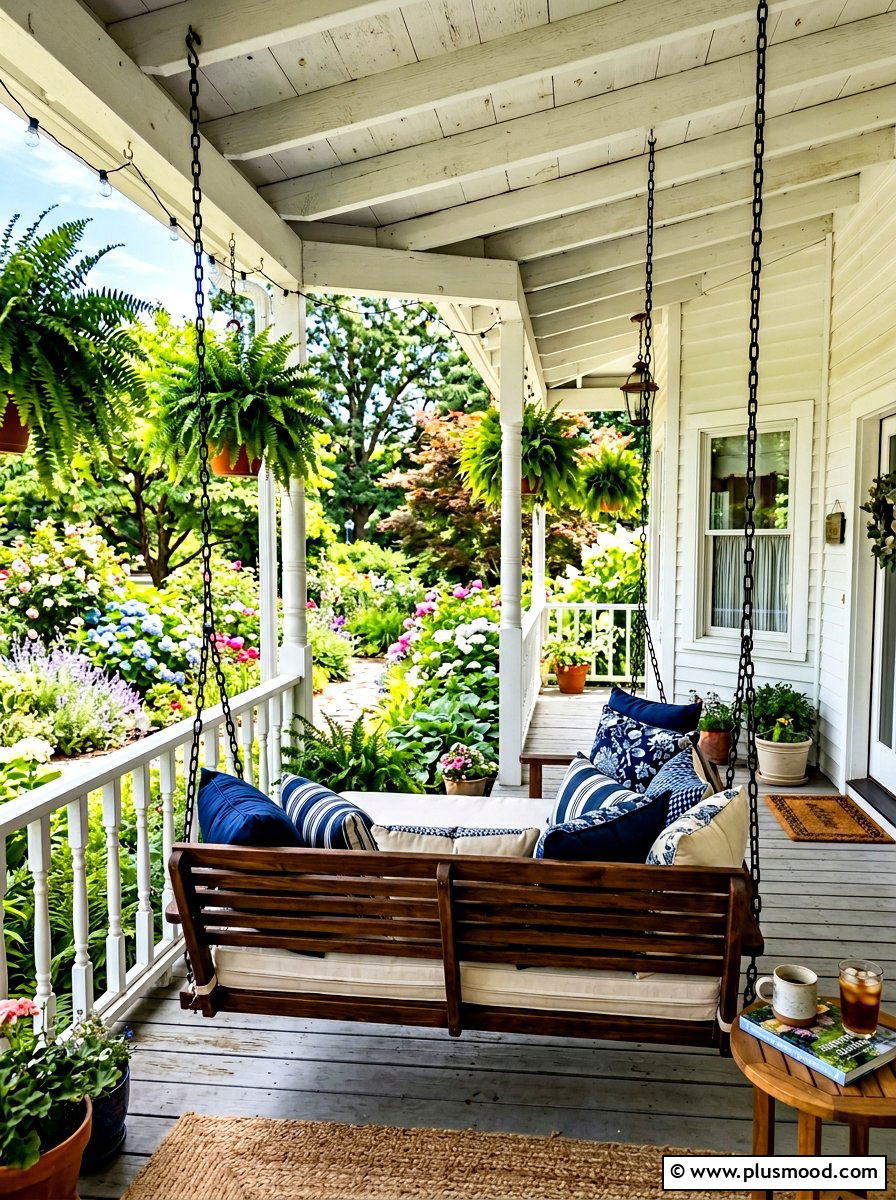 Swing chair patio - 25 cozy summer patio ideas