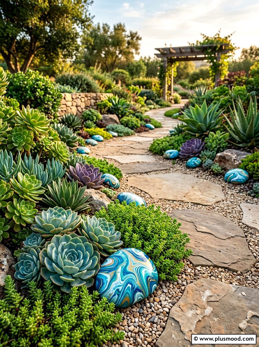 Swirl Painted Rocks - 25 painted rock ideas with abstract designs