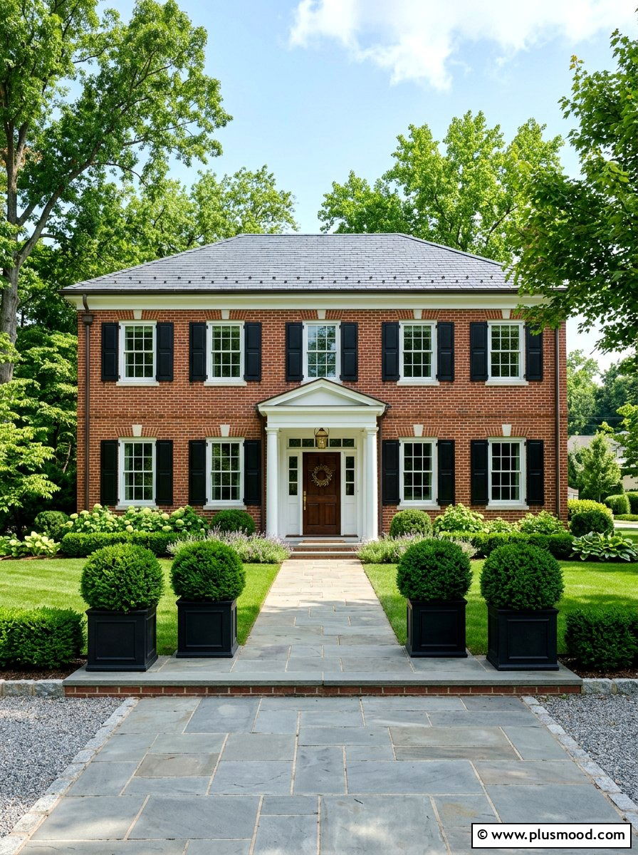 Symmetrical Boxwood Planter - 25 summer curb appeal planter ideas