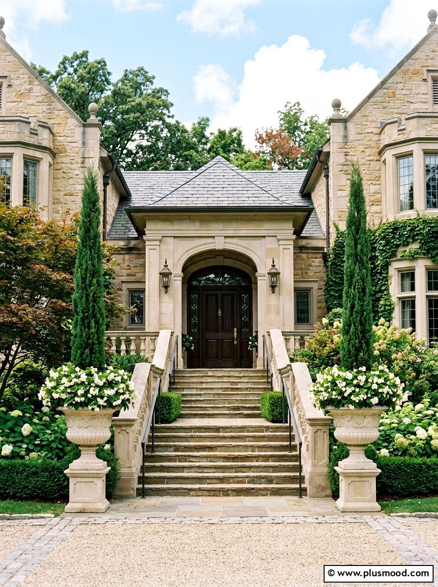 Symmetrical Door Planters - 25 summer front porch landscaping ideas