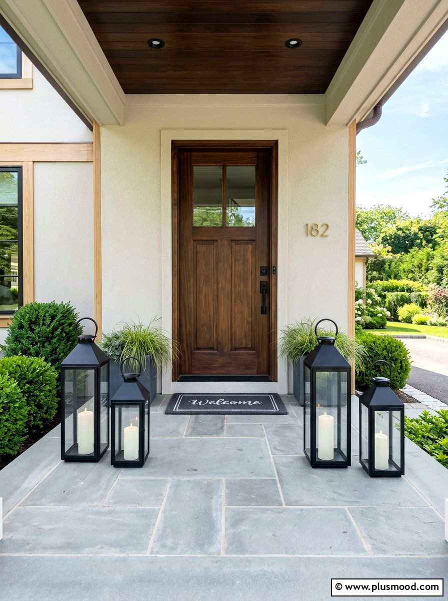 Symmetrical Lantern Vignettes - 25 summer modern front porch ideas