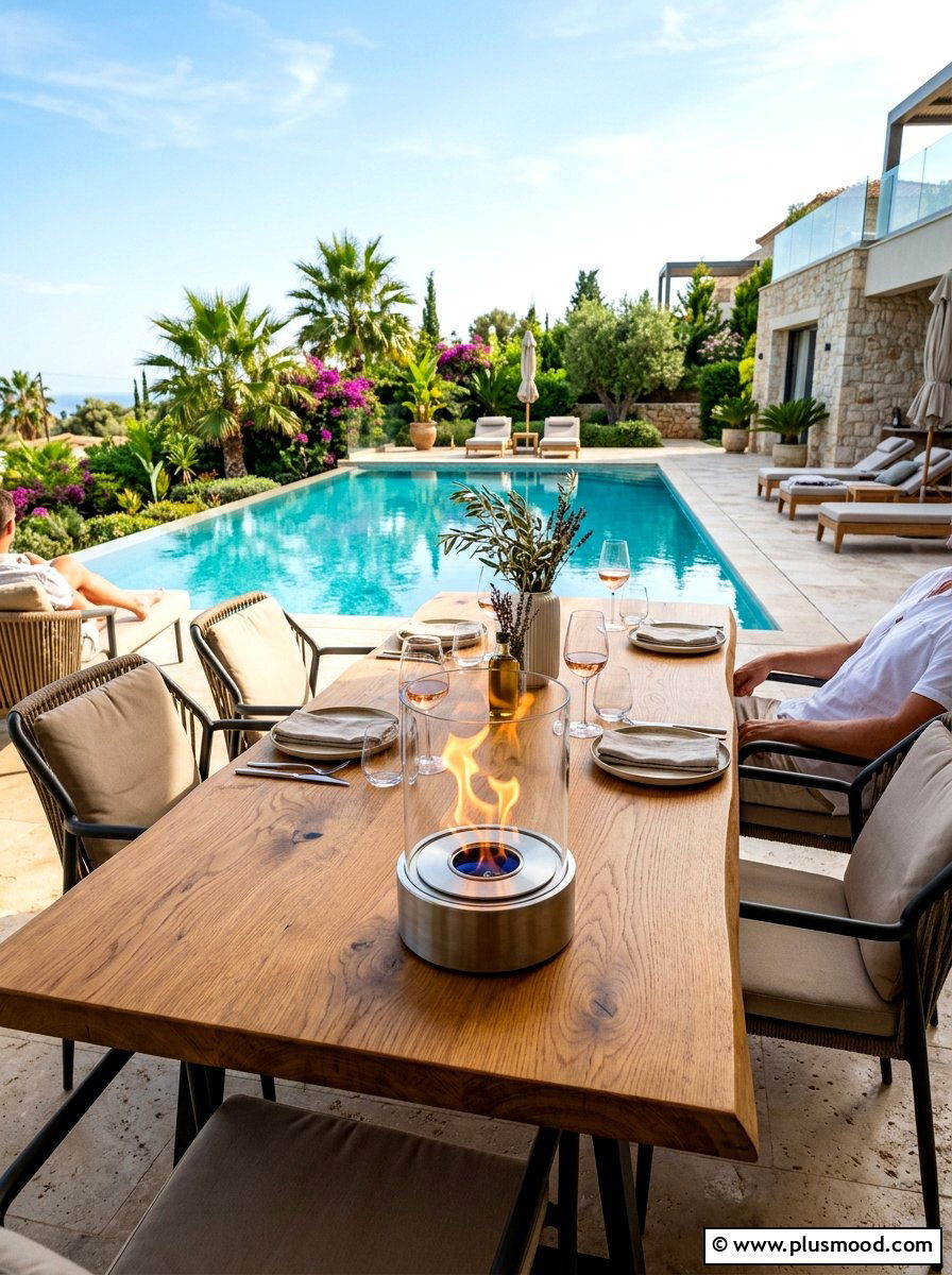 Tabletop Bioethanol Fire - 25 summer poolside fire feature ideas