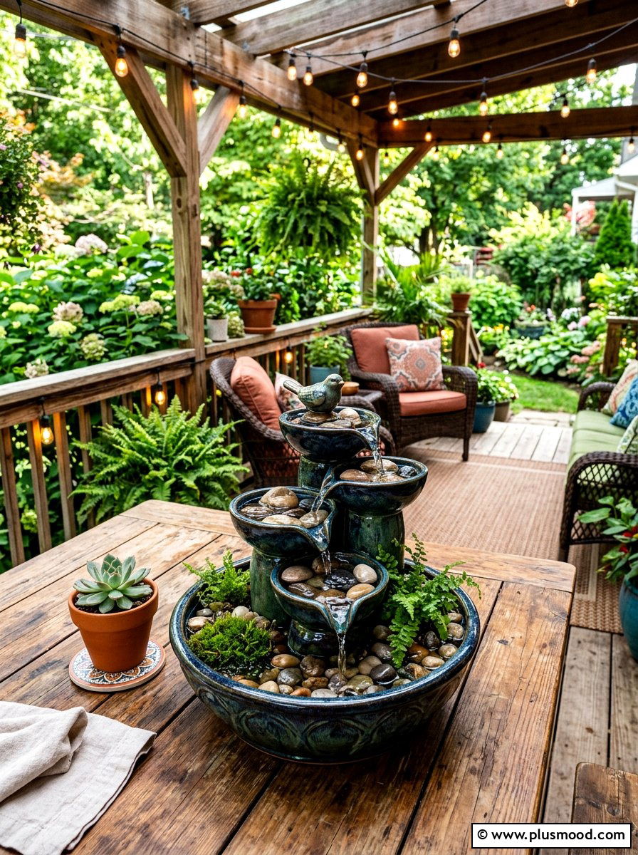 Tabletop Patio Fountain - 25 summer fountain ideas for backyard