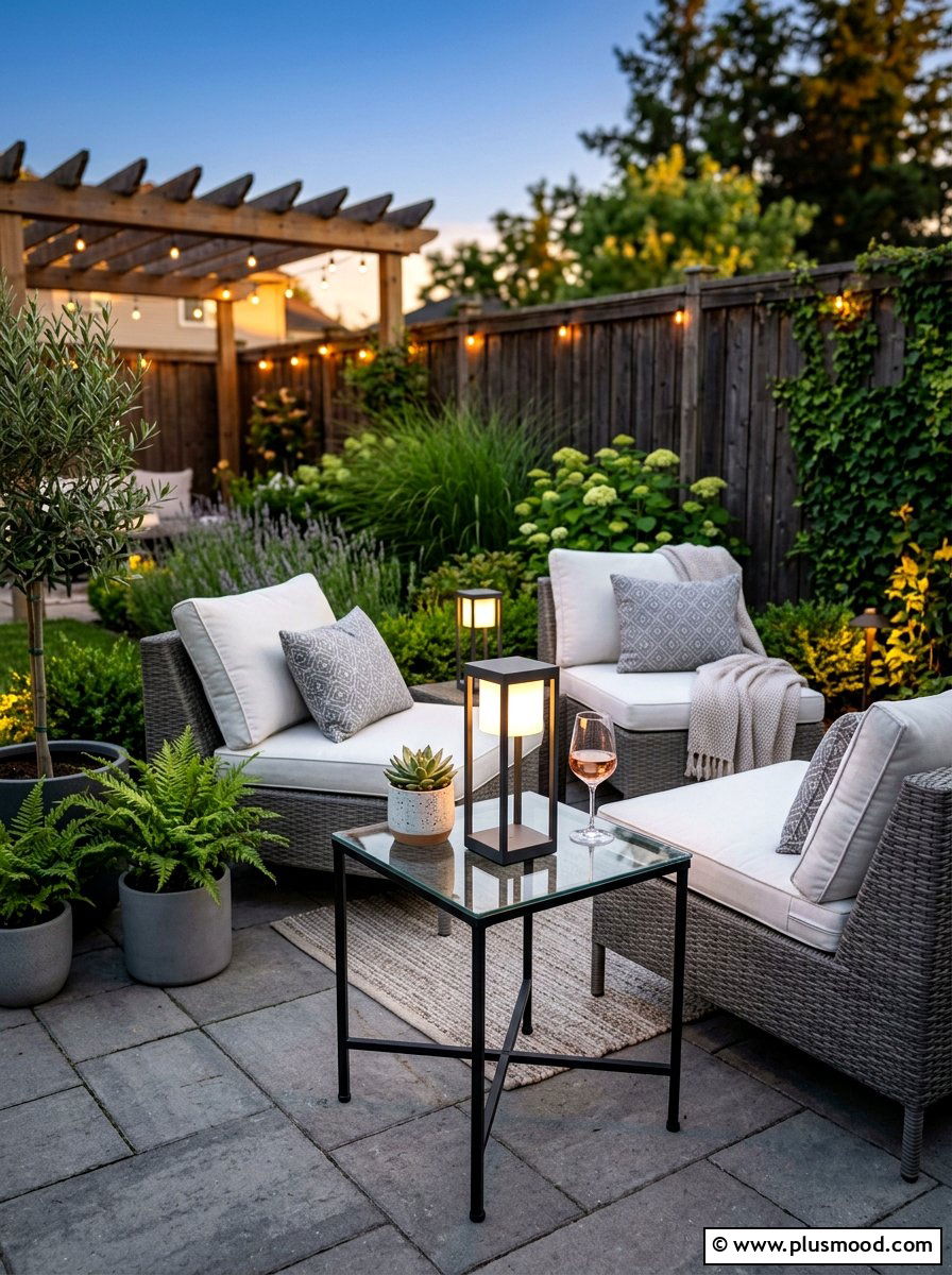 Tabletop Patio Lamps - 25 small backyard ideas with outdoor lighting