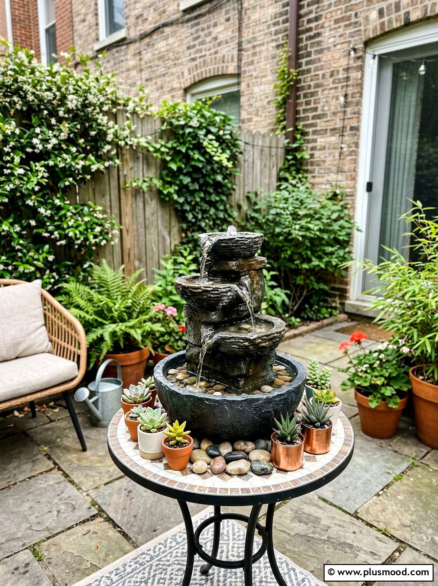 Tabletop Water Feature - 25 small backyard ideas for apartments