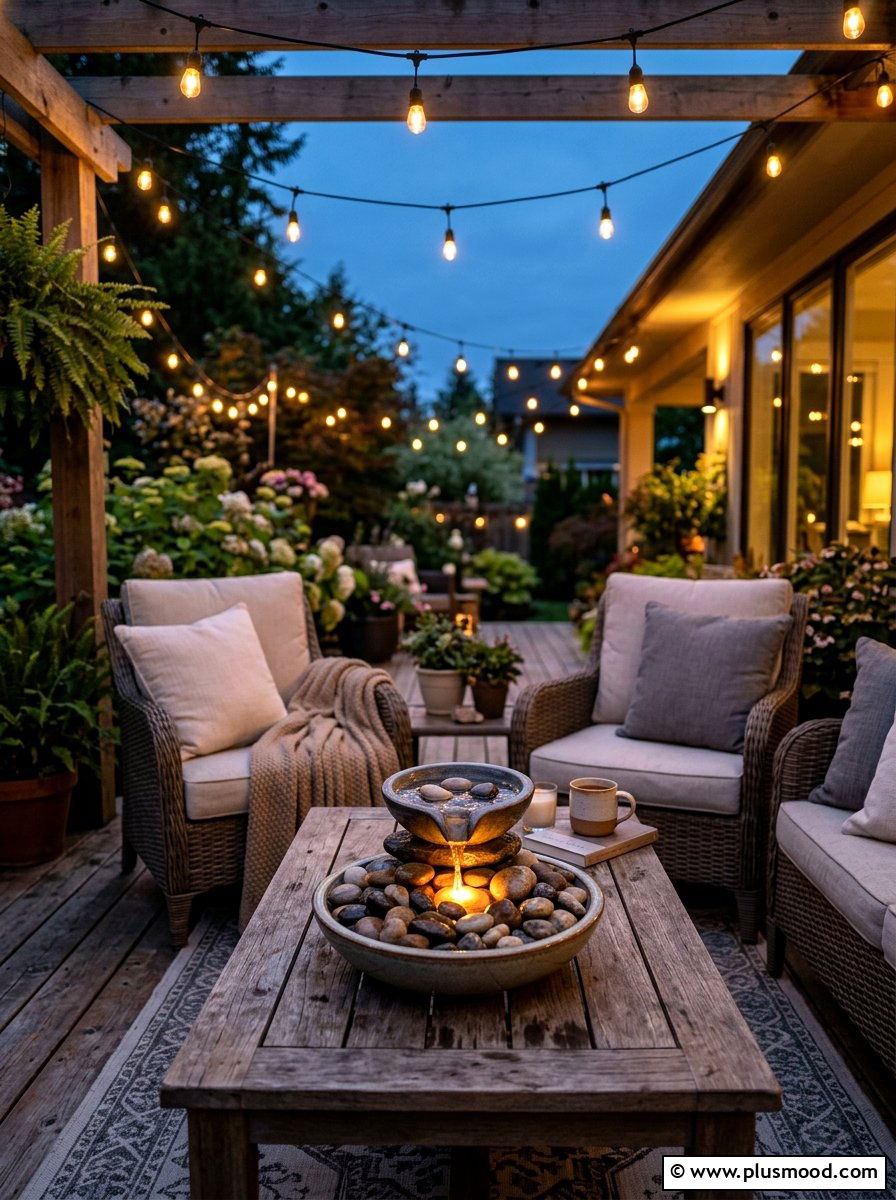 Tabletop water feature - 25 small backyard ideas with water feature