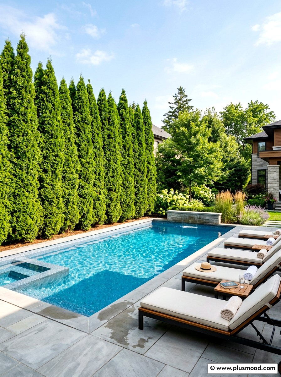 Tall Arborvitae Privacy Wall - 25 pool landscaping ideas for privacy