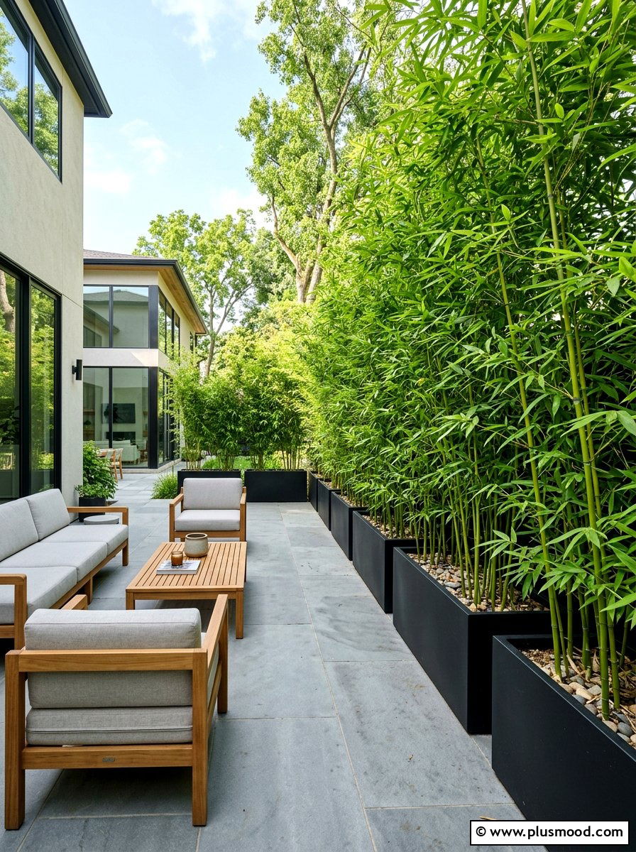 Tall Bamboo Privacy Screen - 25 small backyard ideas for contemporary homes
