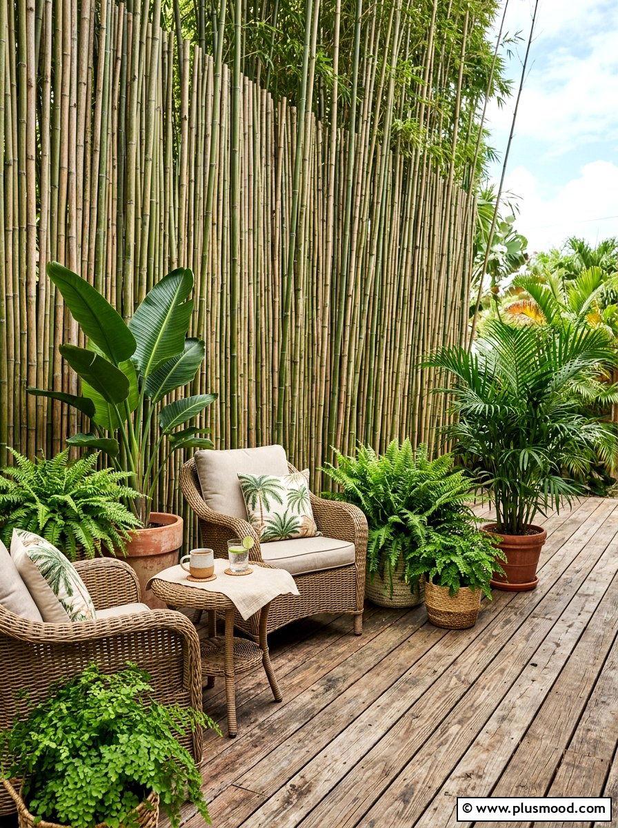 Tall Bamboo Screen - 25 small backyard ideas for privacy