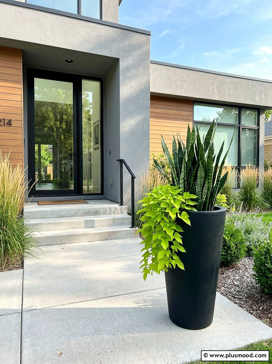 Tall Black Outdoor Planter - 25 summer porch planter ideas