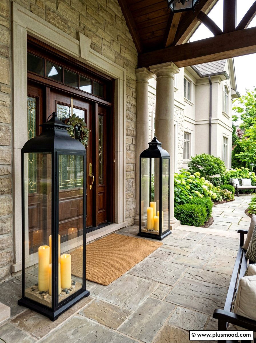 Tall Column Lantern - 25 summer front porch lantern ideas