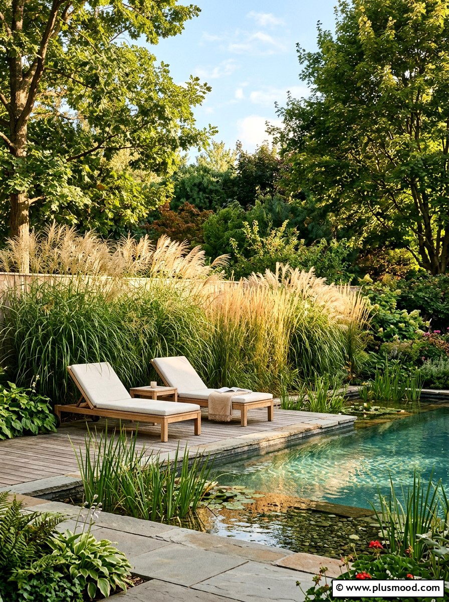Tall Grass Privacy Screen - 25 pool landscaping ideas for natural pools