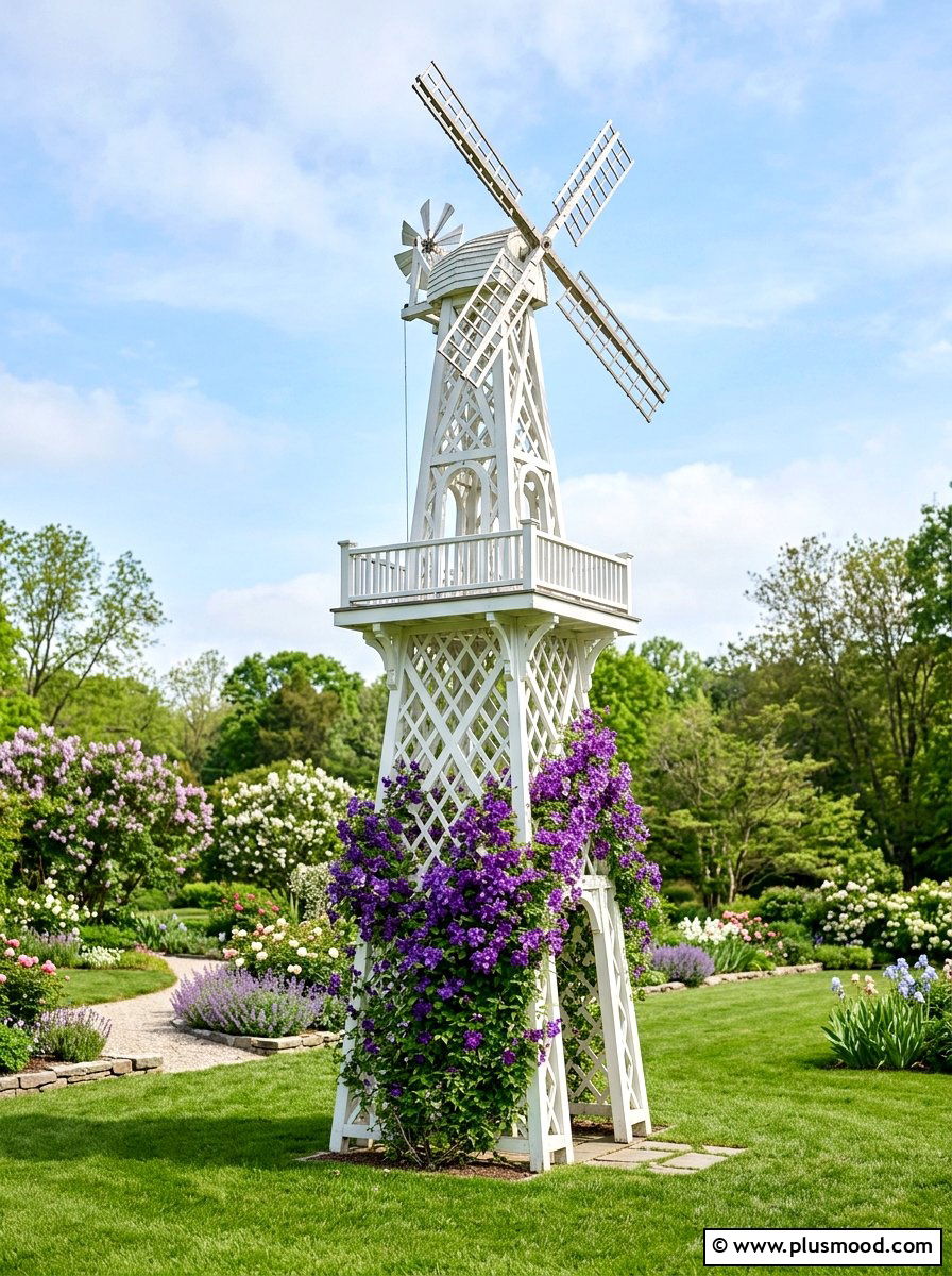 Tall Lattice Windmill - 25 outdoor garden decor ideas with windmill