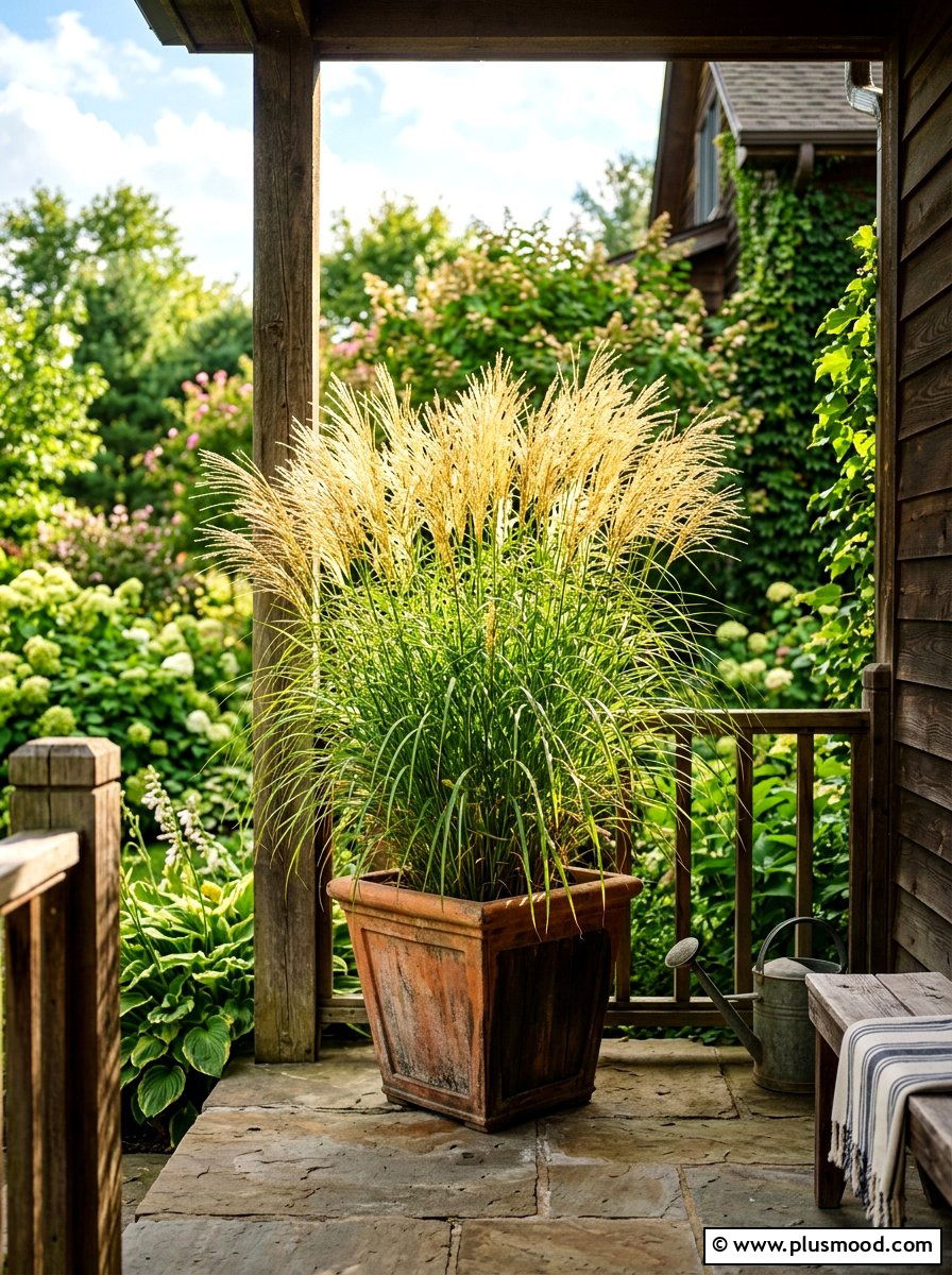 Tall Ornamental Grass Arrangement - 25 late summer planter ideas for porch