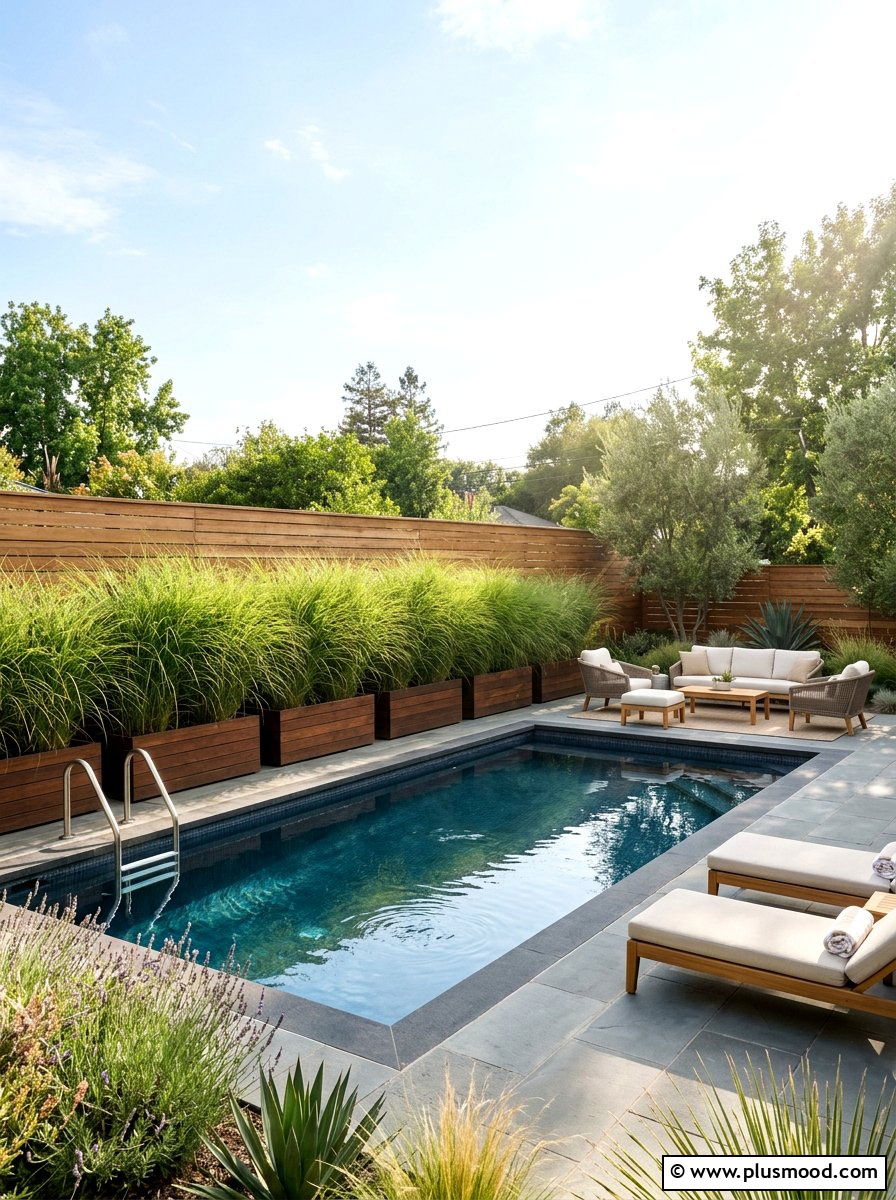 Tall Ornamental Grass For Pool Privacy - 25 pool landscaping ideas with potted plants