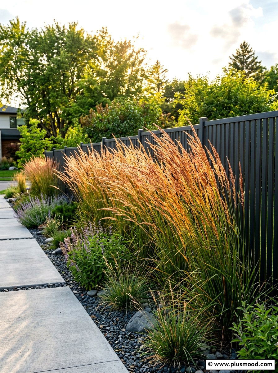 Tall Ornamental Grass Screen - 25 summer side yard landscaping ideas