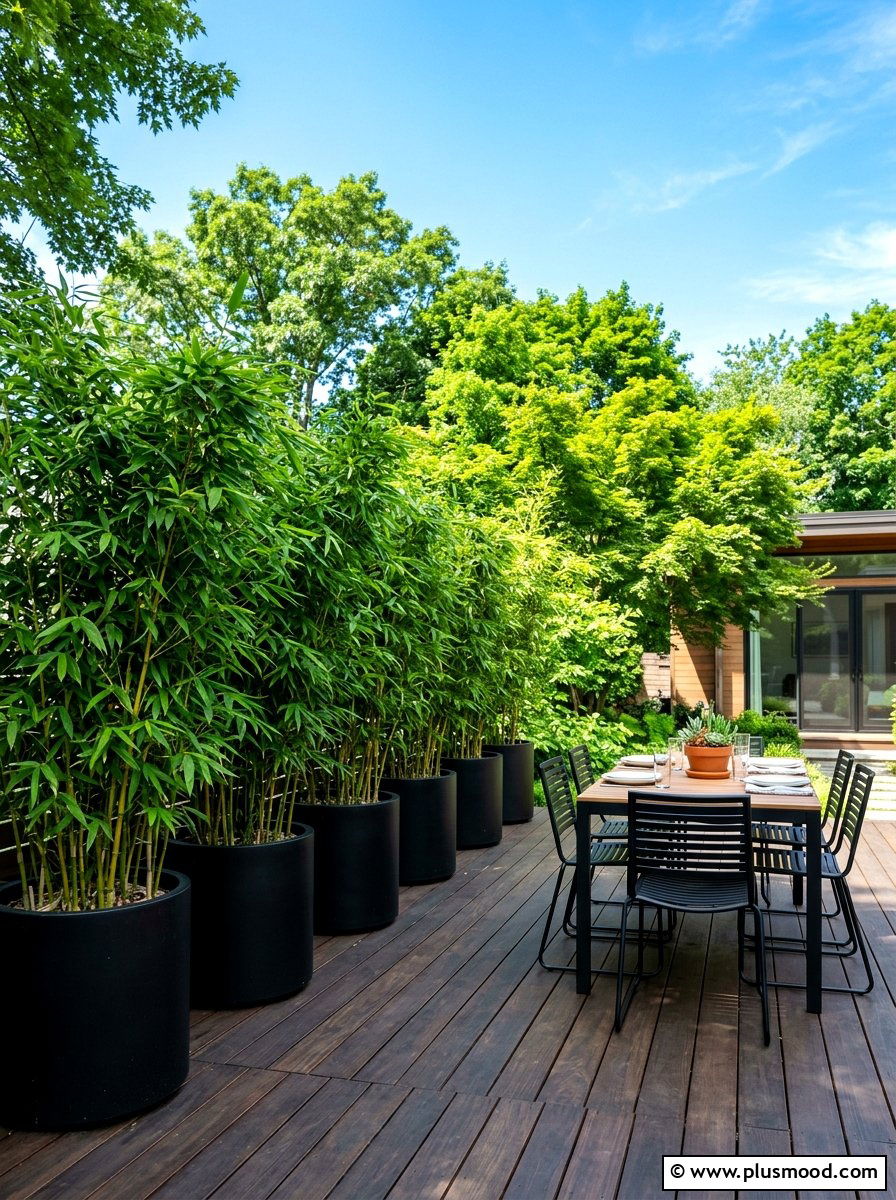 Tall Potted Bamboo - 25 summer backyard privacy ideas