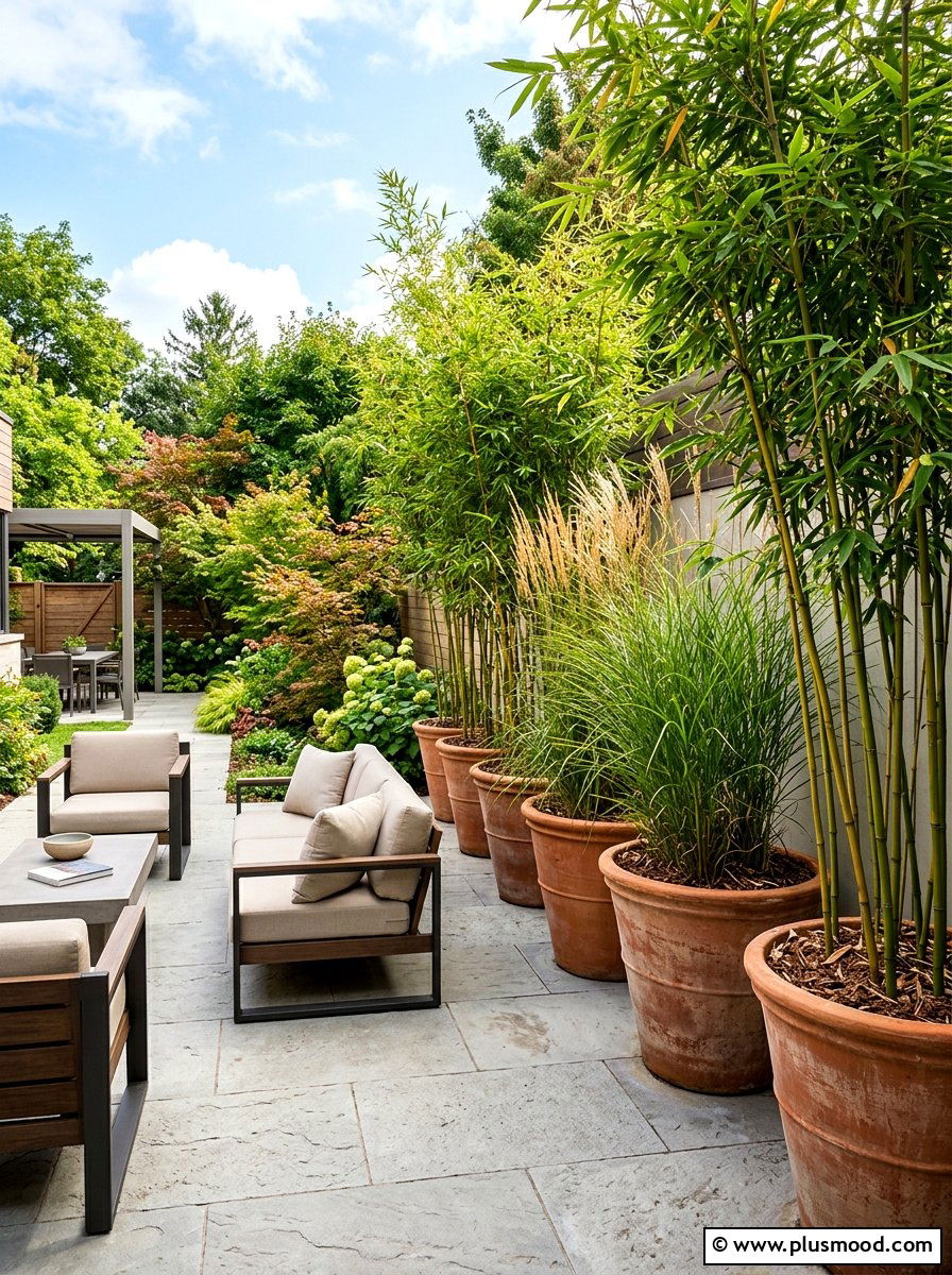 Tall Potted Plants - 25 summer patio privacy ideas