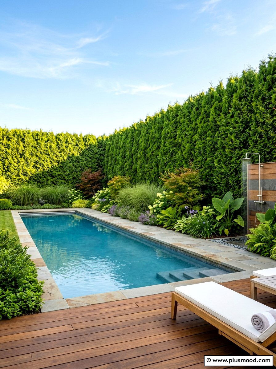 Tall Privacy Hedge - 25 pool landscaping ideas with plants
