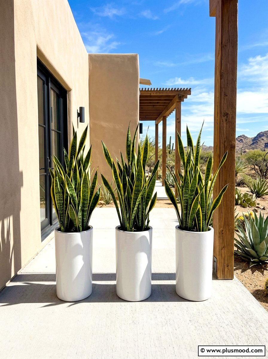 Tall Snake Plant - 25 summer minimalist front porch ideas